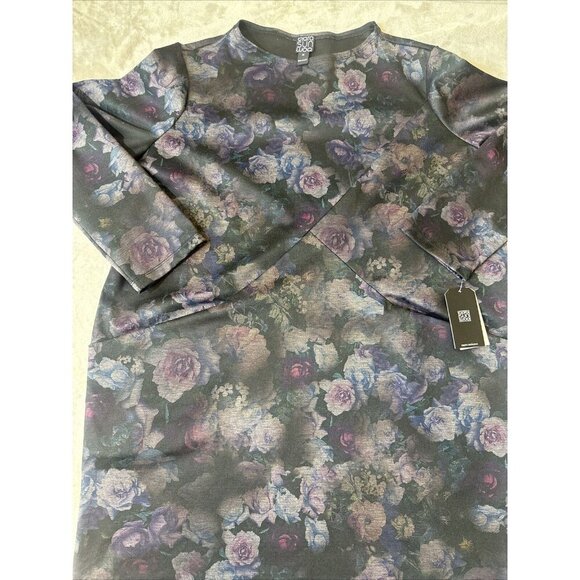 Women’s Clara Sun Woo Floral Dress Dark Purple Black 2 Pockets Plus 1X - Picture 10 of 16
